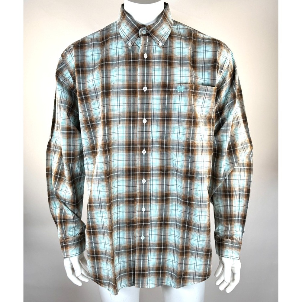 Cinch Plaid Button-up Long Sleeve Western Shirt Men L NWOTCotton Collared Pocket